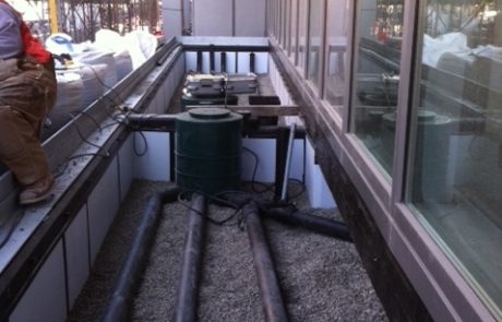 water re-use system installed in gravel bed in San Francisco