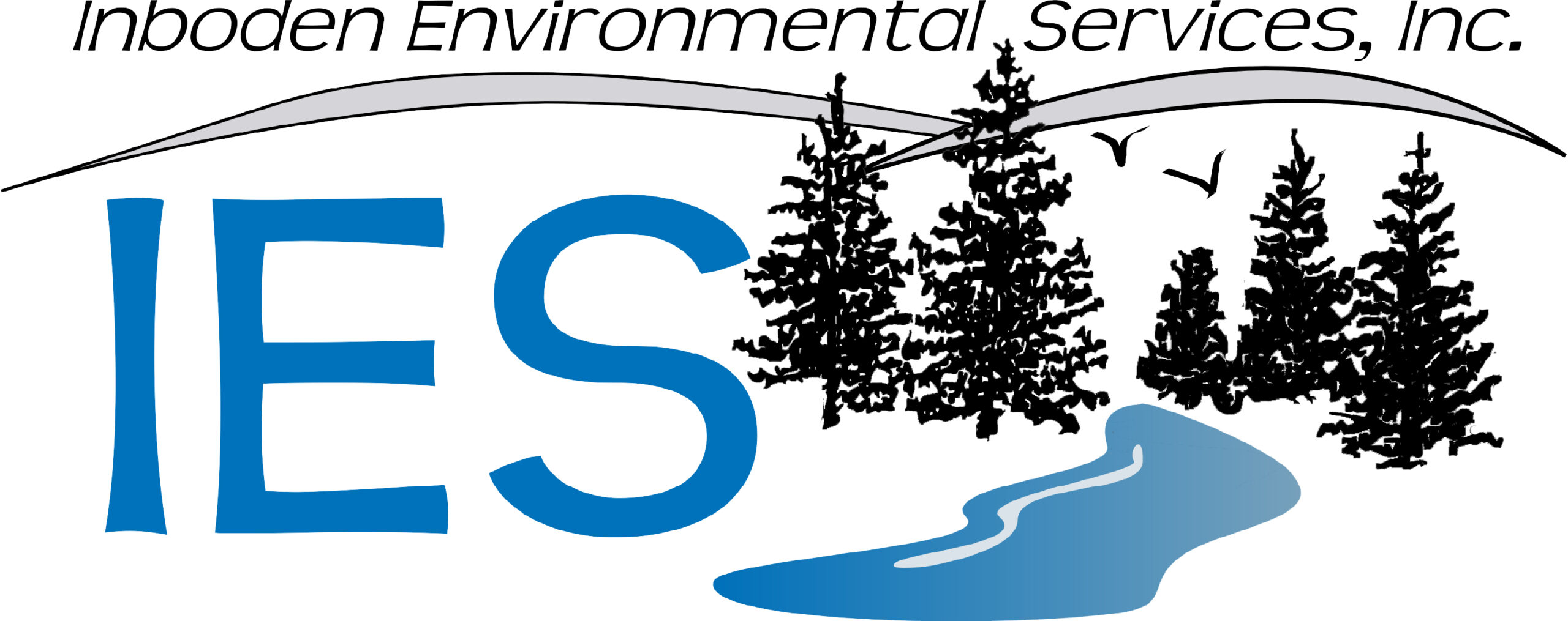IES Logo. IES beside trees and a stream.